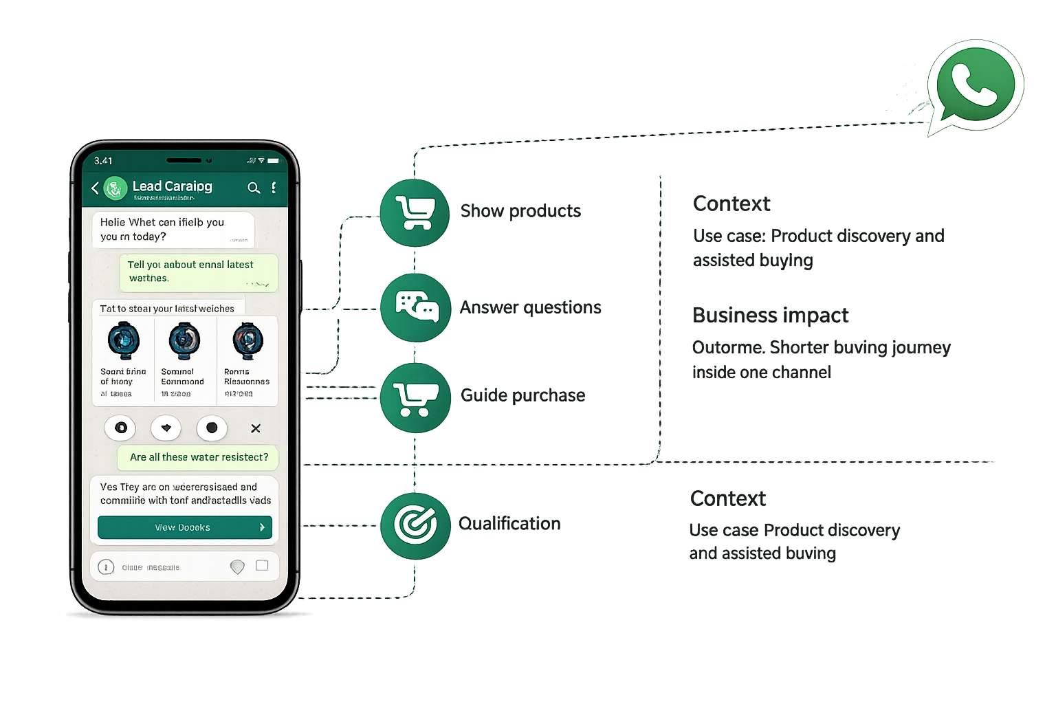 Spa package and product selling flow inside WhatsApp chat